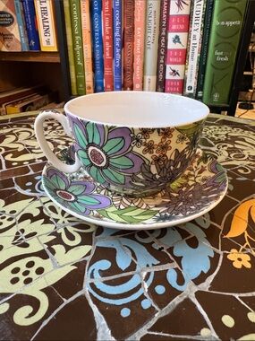 GRACIE CHINA Floral Pattern Teacup and Saucer